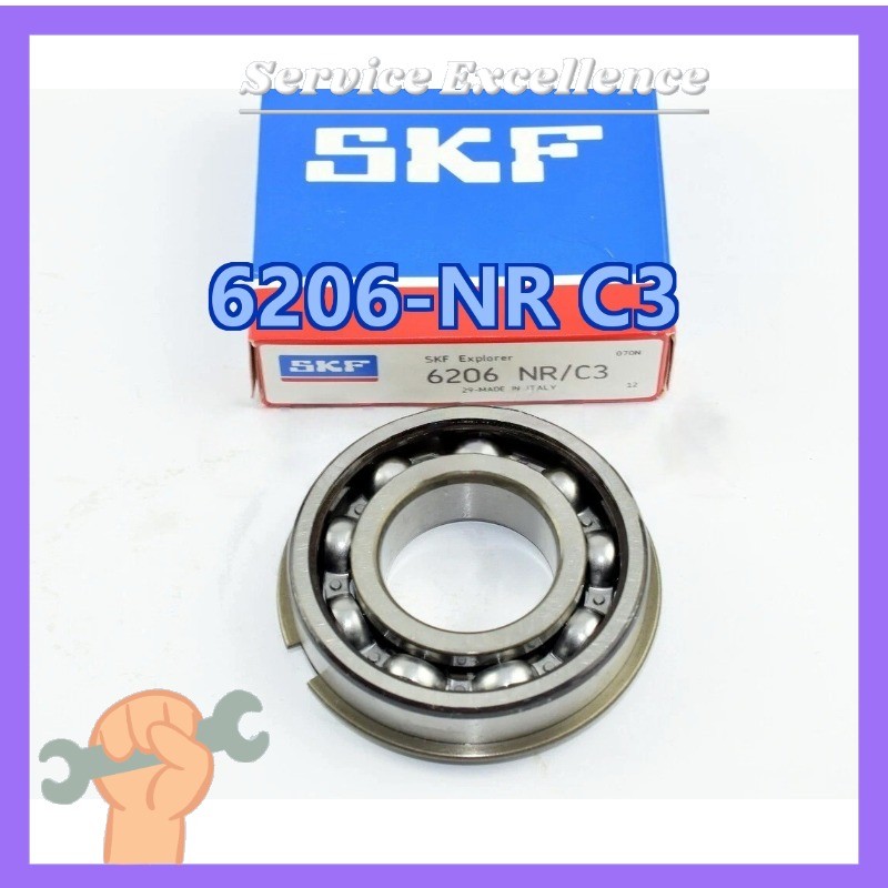6206-NR C3 1X Brand New SKF Bearing Metal Open with Snap Ring 30x62x16mm