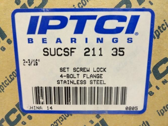 186455 New In Box; IPTCI SUCSF 211 35 Flange Bearing SS; 4-Bolt; 2-3/16″ ID