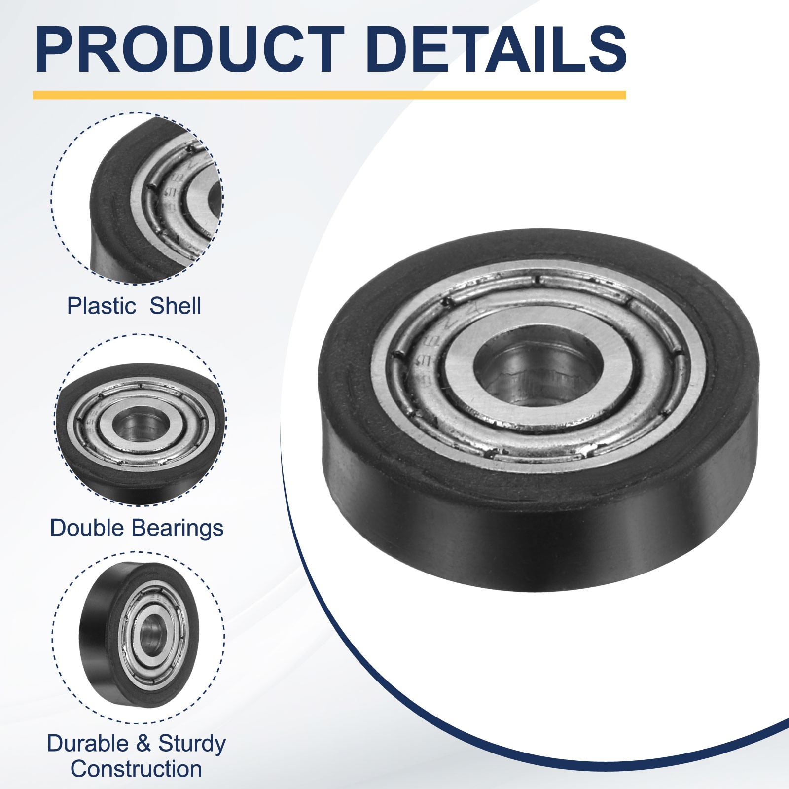 2 Pcs Plastic Roller Wheel with Bearings 3/16″ x 3/4″ x 3/16″ Bearing Pulley