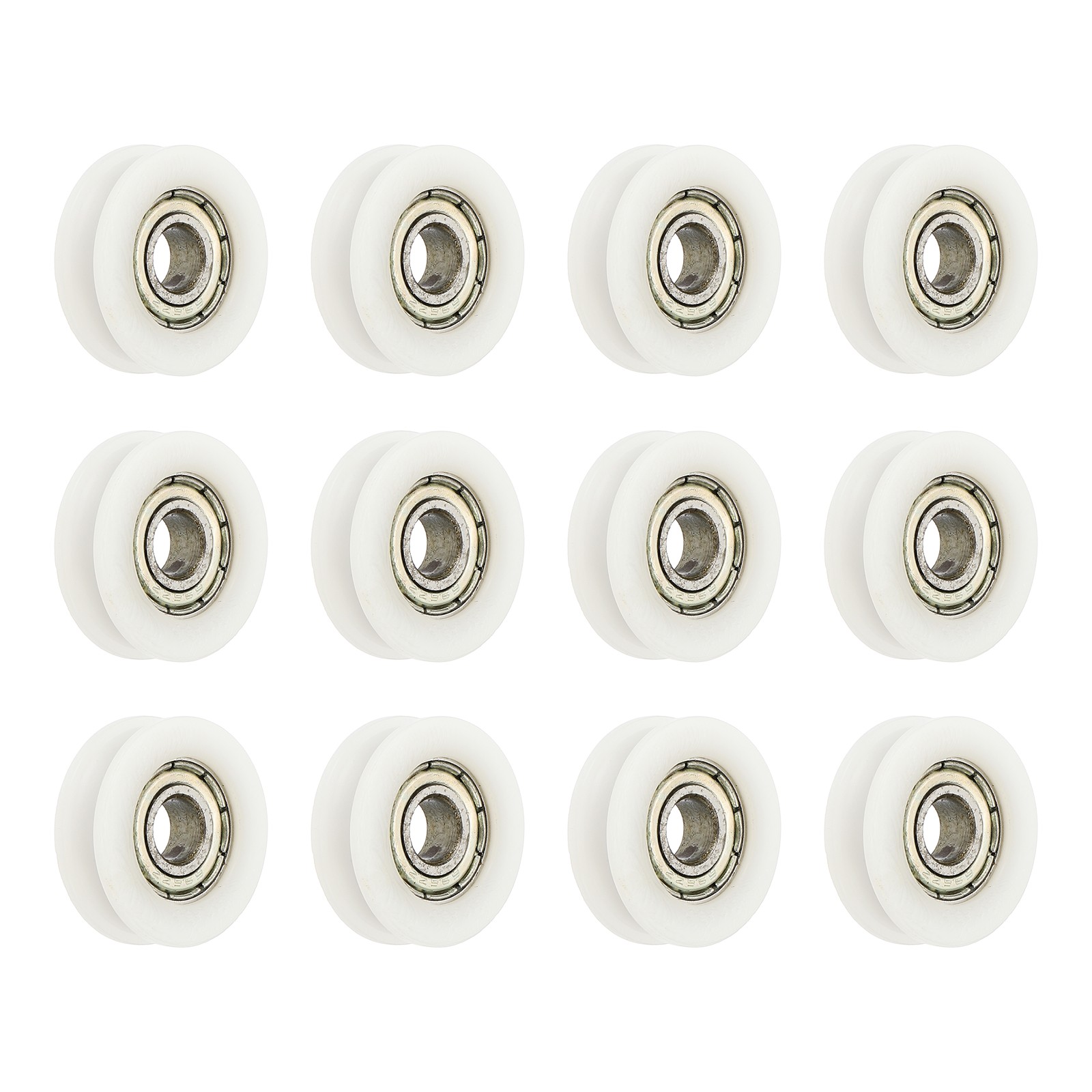 12Pcs Groove Nylon Plastic Guide Bearing 6x22x7mm Pulley Roller (White)