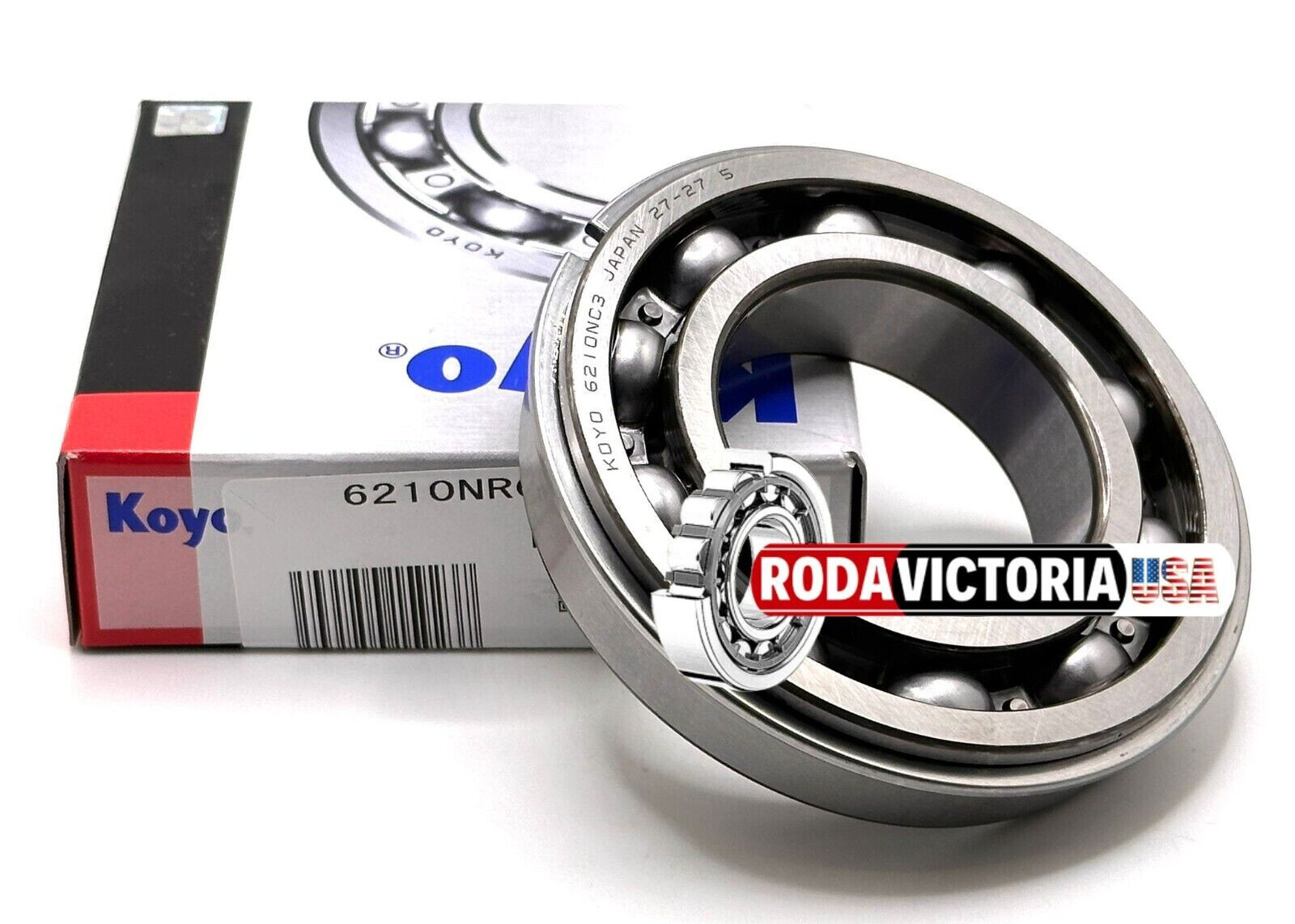 KOYO JAPAN 6210 NR C3 BALL BEARING, OPEN TYPE, NO SEALS + SNAP RING 50x90x20mm
