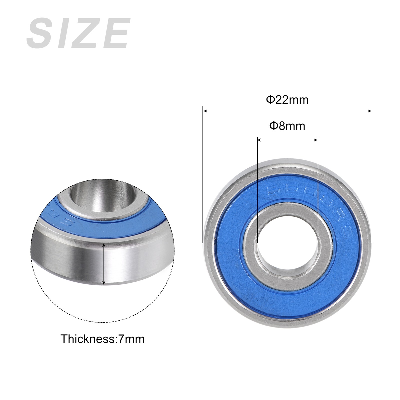 Bearings Sealed 8mmx22mmx7mm) 10Pcs, Stainless Steel Double (S608-2RS,