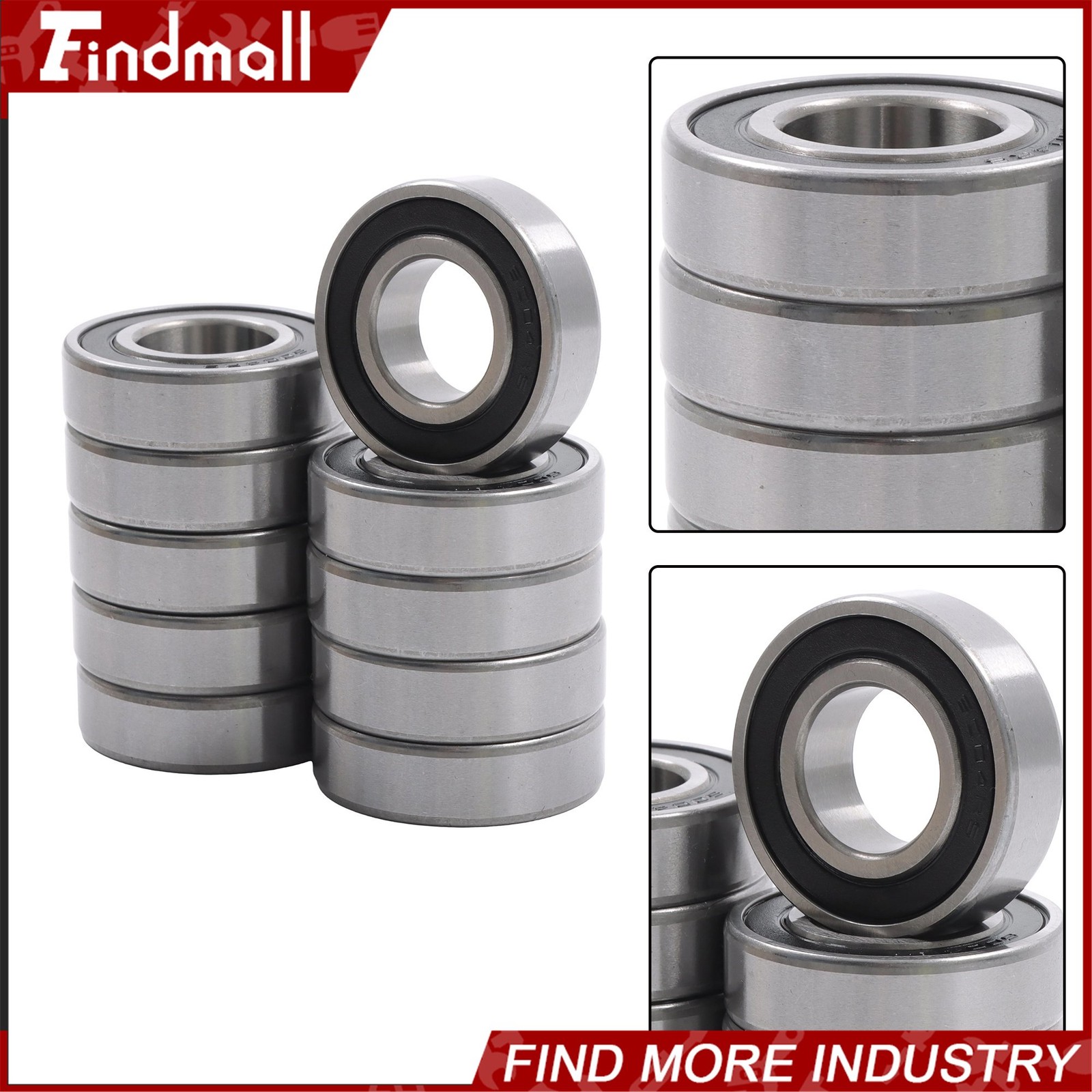Findmall 6004-2RS C3 Ball Bearing 20x42x12mm 10 Pcs Premium Rubber Sealed