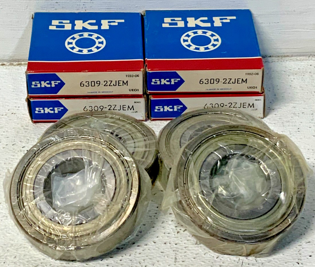 NEW Lot of 4 SKF 6309-2ZJEM Deep Groove Single Row Roller Ball Bearing 248G
