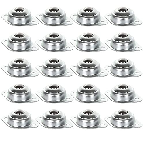 16 Pack 1/2″ Roller Ball Transfer Bearings, Carbon Steel Silver