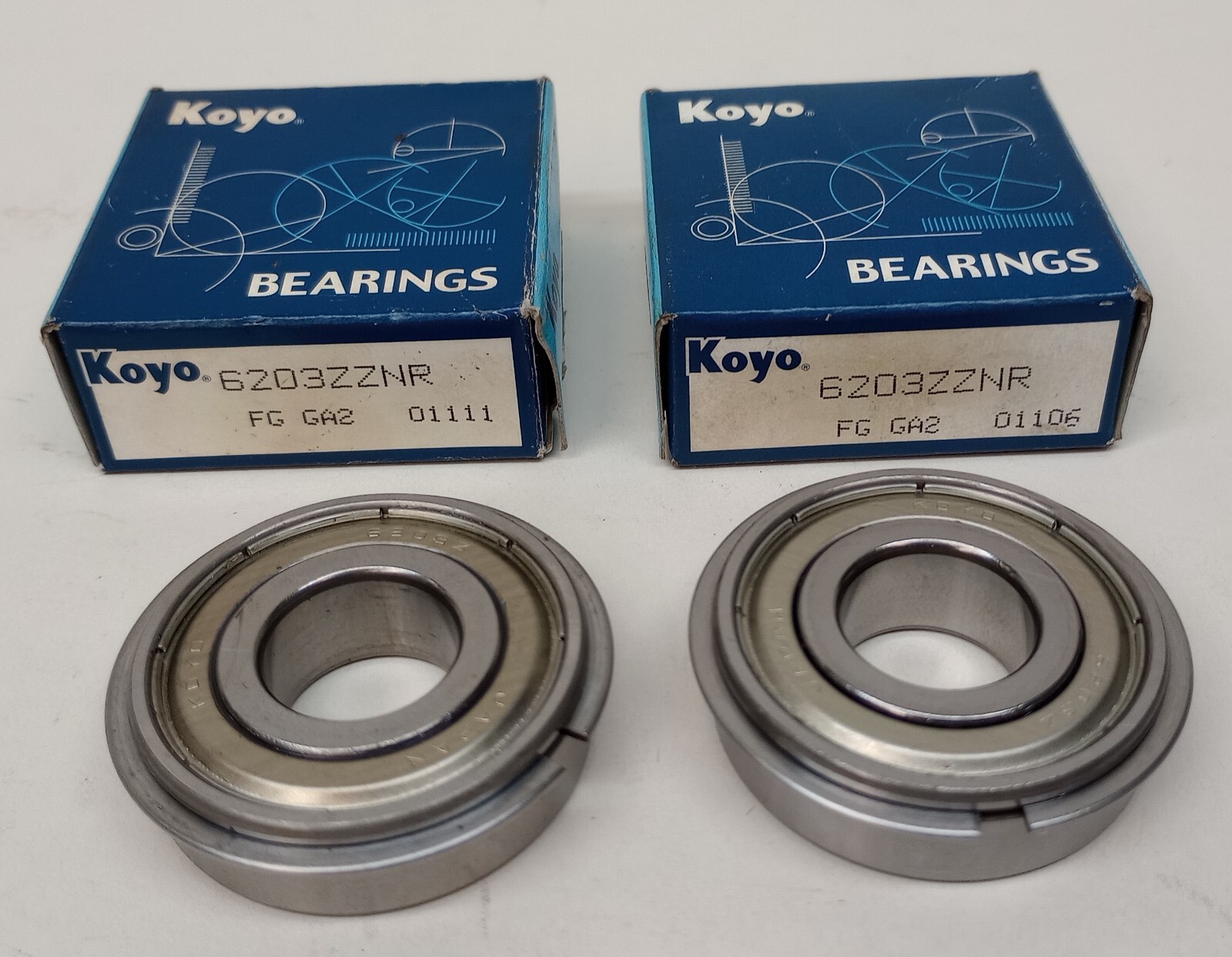 Koyo 6203ZZNR Ball Bearing Deep Groove 17mm ID X 40mm OD X 12mm W (Pack of 2)