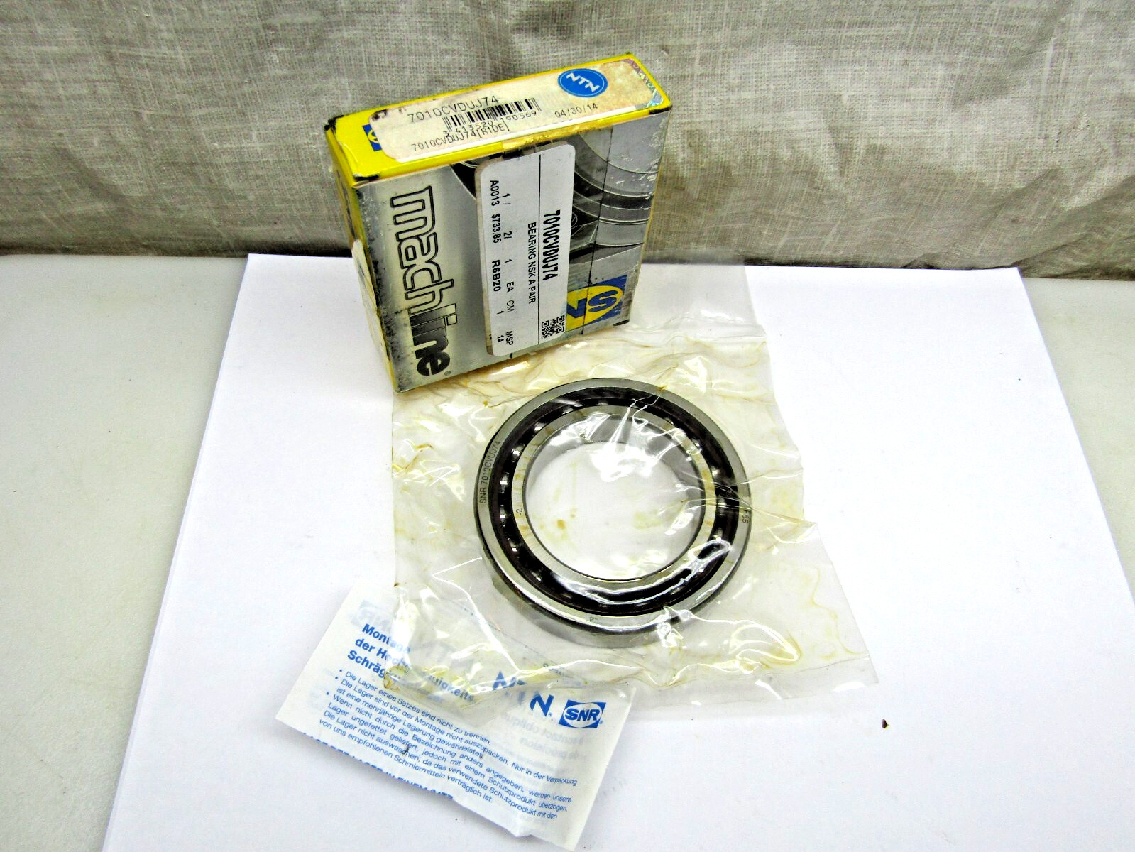 SNR NTN 7010CV J74 50mm X 80mm X 16m Precision Angular Contact Bearing