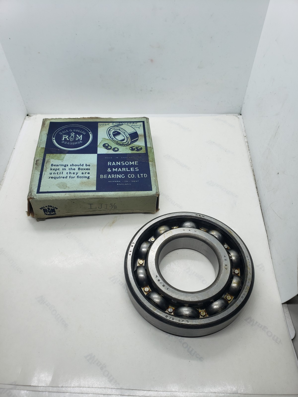 RANSOME &MARLES LJ1-5/8 DEEP GROOVE BALL BEARING 1-5/8″ BORE 3/1’2 OD, NIB