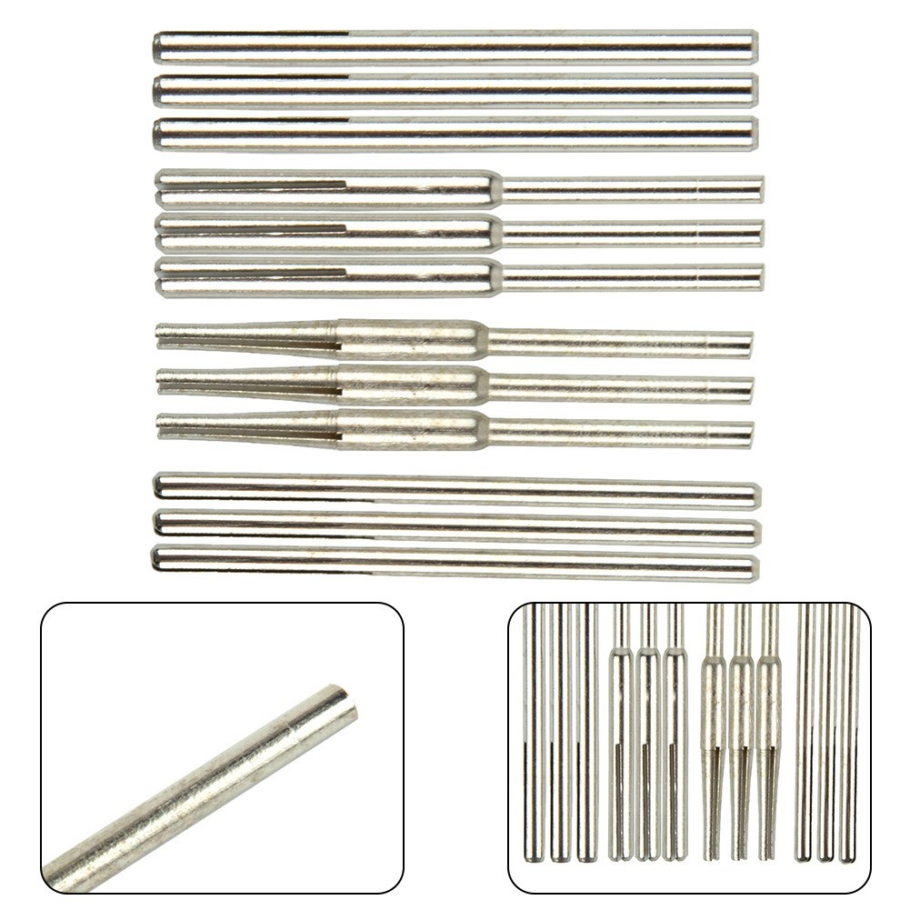 12x 2.35/3.0mm Sandpaper Abrasive Straight Split Mandrels Clip Type Rotary Tool