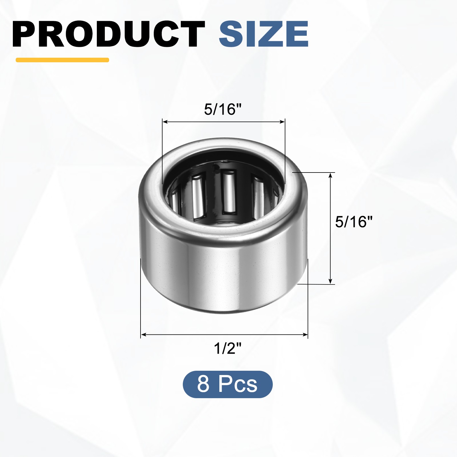 8pcs SCE55 Needle Roller Bearings 5/16″ x 1/2″ x 5/16″ Chrome Steel Open End