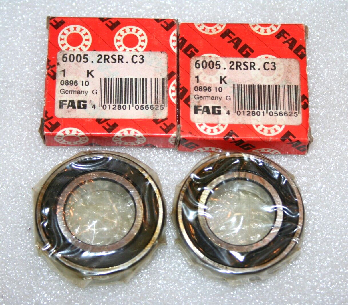 (Lot of 2) FAG 6005 2RSR C3 Sealed Deep Groove Ball Bearings – NEW –