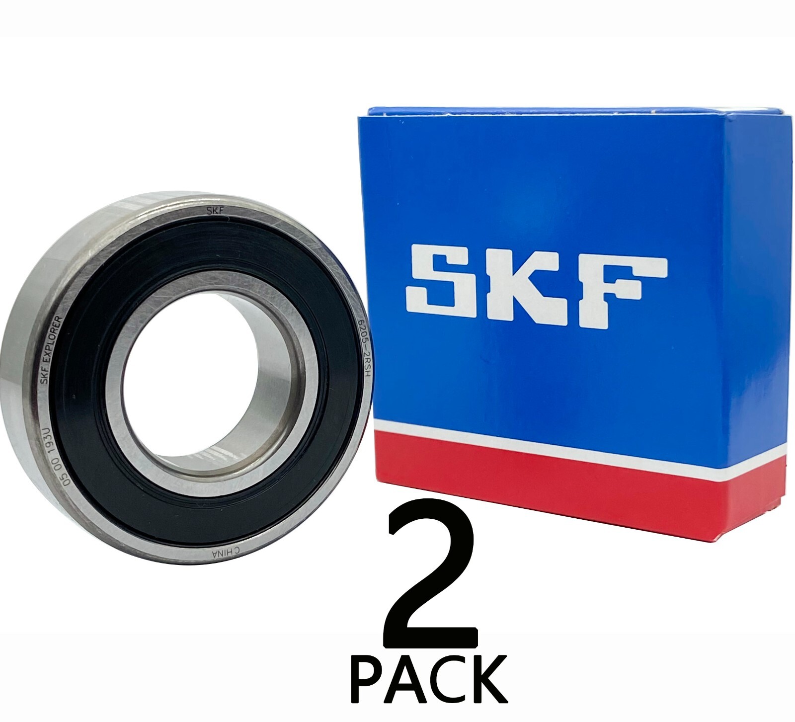 (2 PACK) SKF 6205-2RSH 25X52X15MM Double Rubber Seal Ball Bearings
