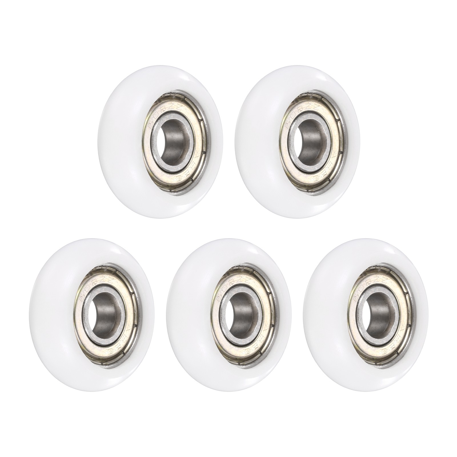 5Pcs 8x30x10mm Metal Shielded (GCr15) Chrome Steel Bearing+POM Guide, White