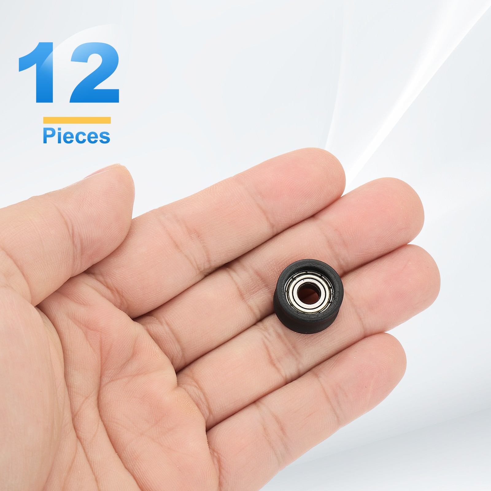 12 Pcs Black Groove Nylon Plastic Guide Bearing 5×15.5×8.5mm Pulley Roller