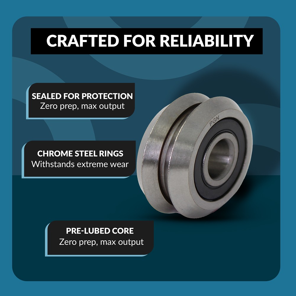 RM2-2RS 3/8″ Premium Rubber Sealed V W Groove Roller Ball Bearing V-Guide