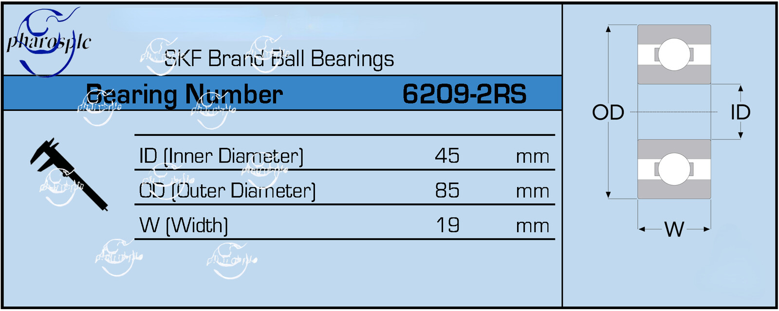6209-2RS C3 SKF Brand Rubber Seal Ball Bearing 45x85x19 6209 2RS 6209RS