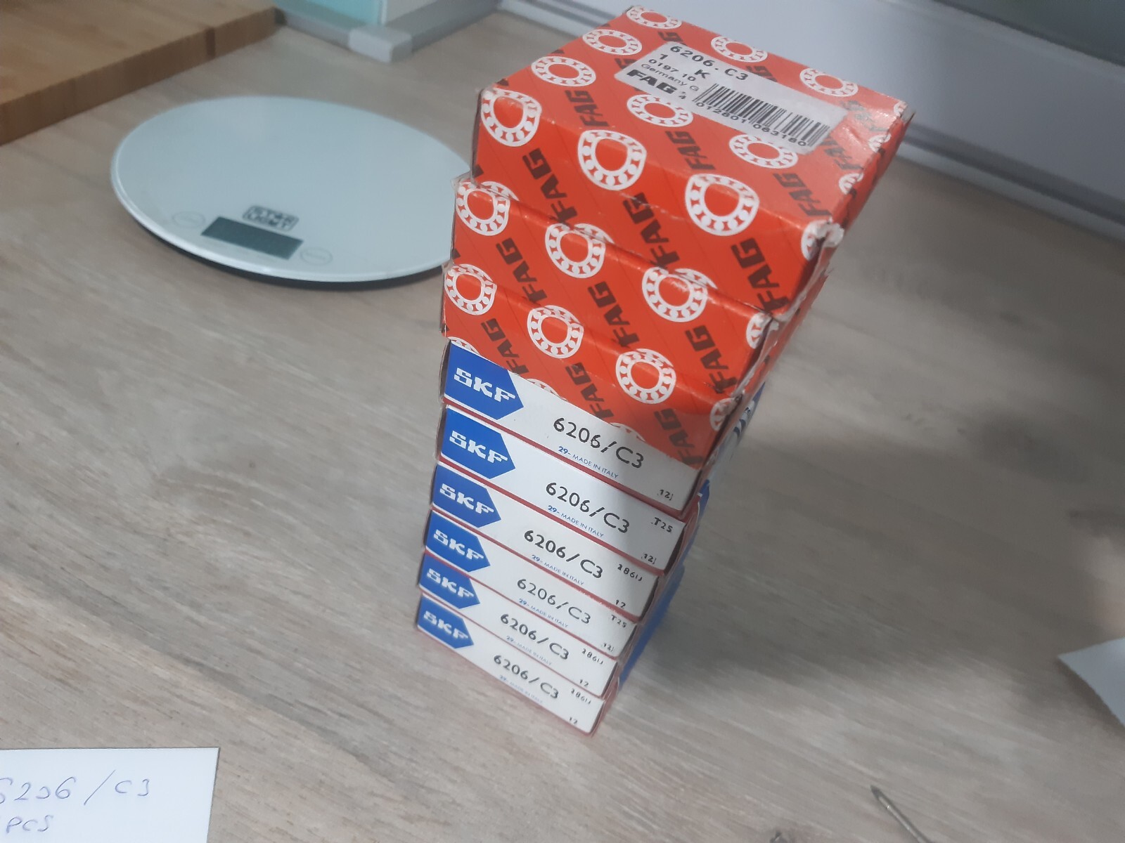 SKF 6206/C3 [6 PCS] + FAG 6206/C3 [3 PCS] Deep Groove Ball Bearings