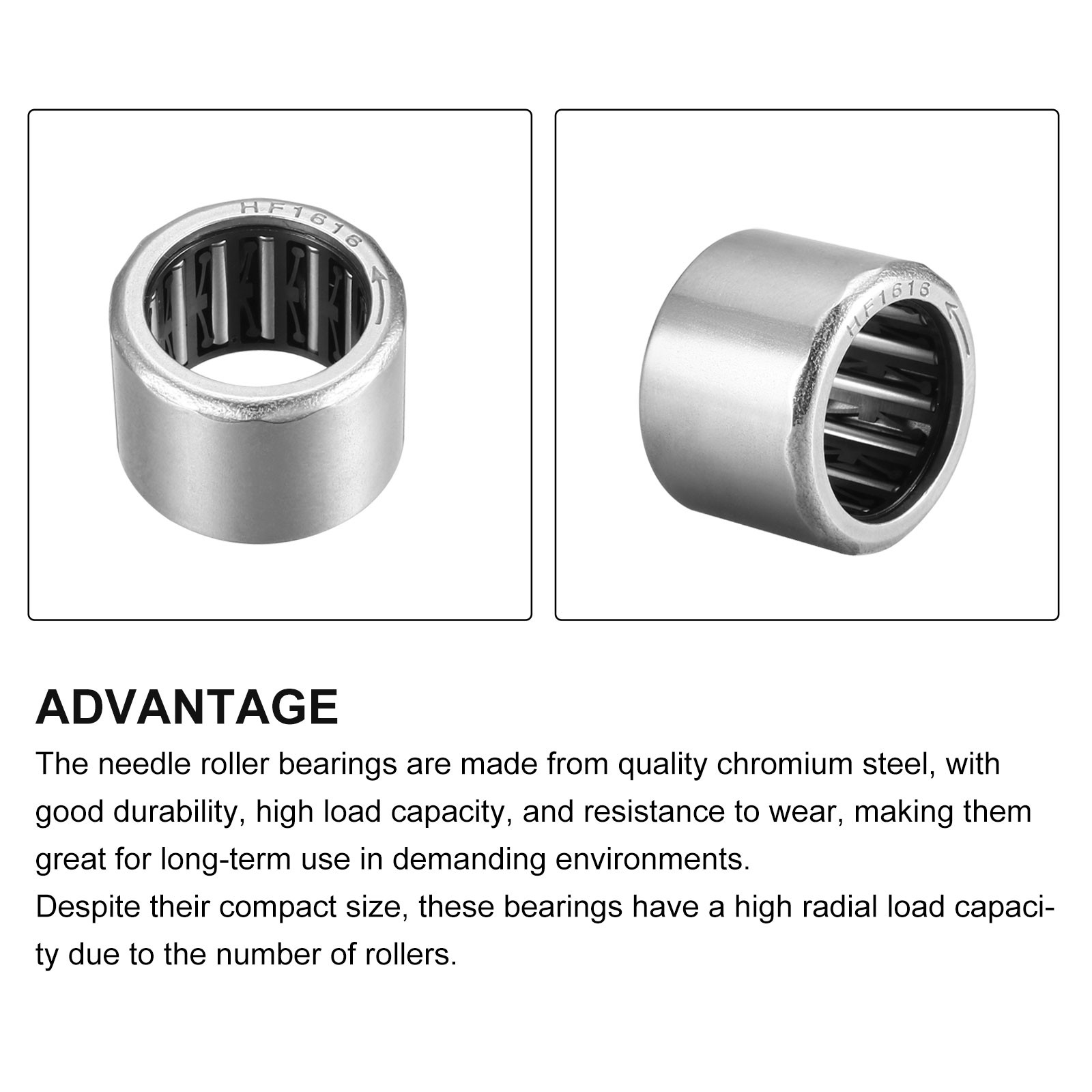 5Pack 16mm ID x 22mm OD 16mm Height HF1616 Needle Roller Bearings Chromium Steel