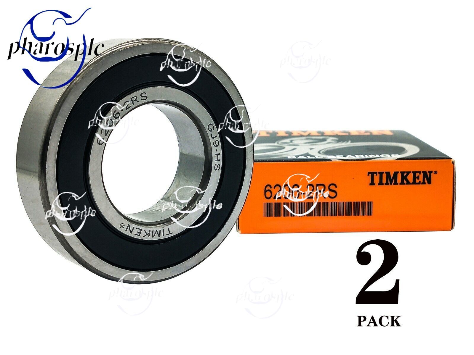 (2PACK) TIMKEN 6206-2RS 30X62X16MM Double Rubber Seal Bearings USA Brand