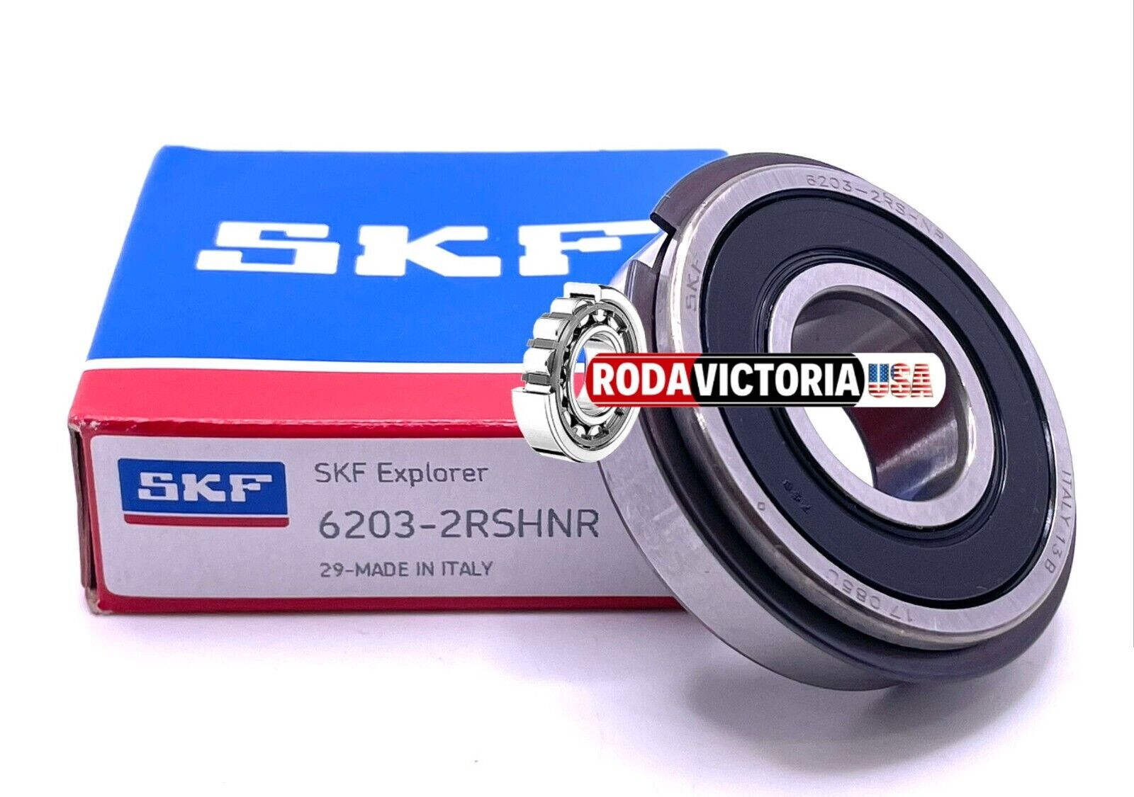SKF 6203-2RSH NR Sealed Ball Bearing W/ Snap Ring, 17x40x12 6203-2RS-NR