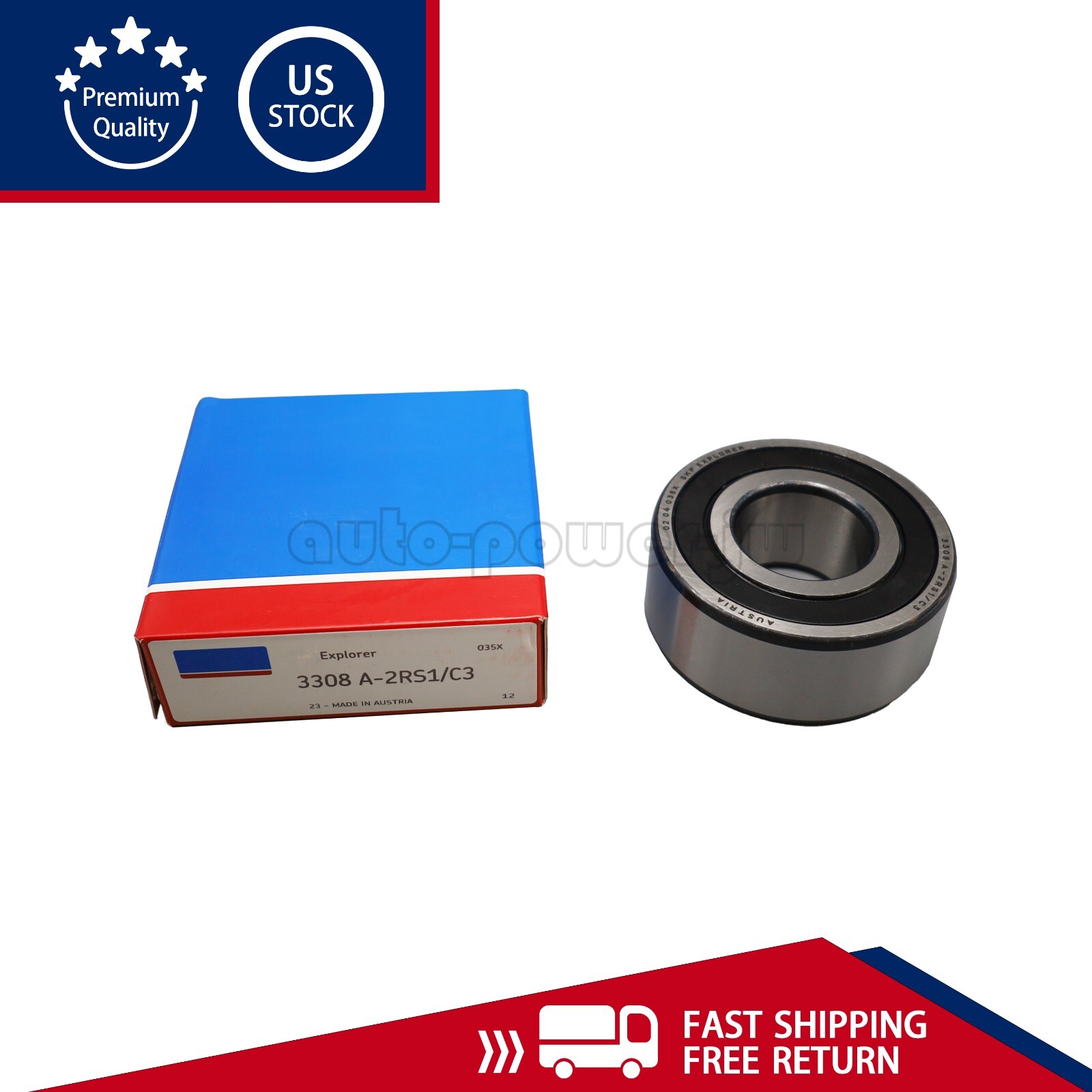 NEW Double Row Angular Contact Ball Bearing 40x90x36.5mm For SKF 3308 A 2RS1/C3