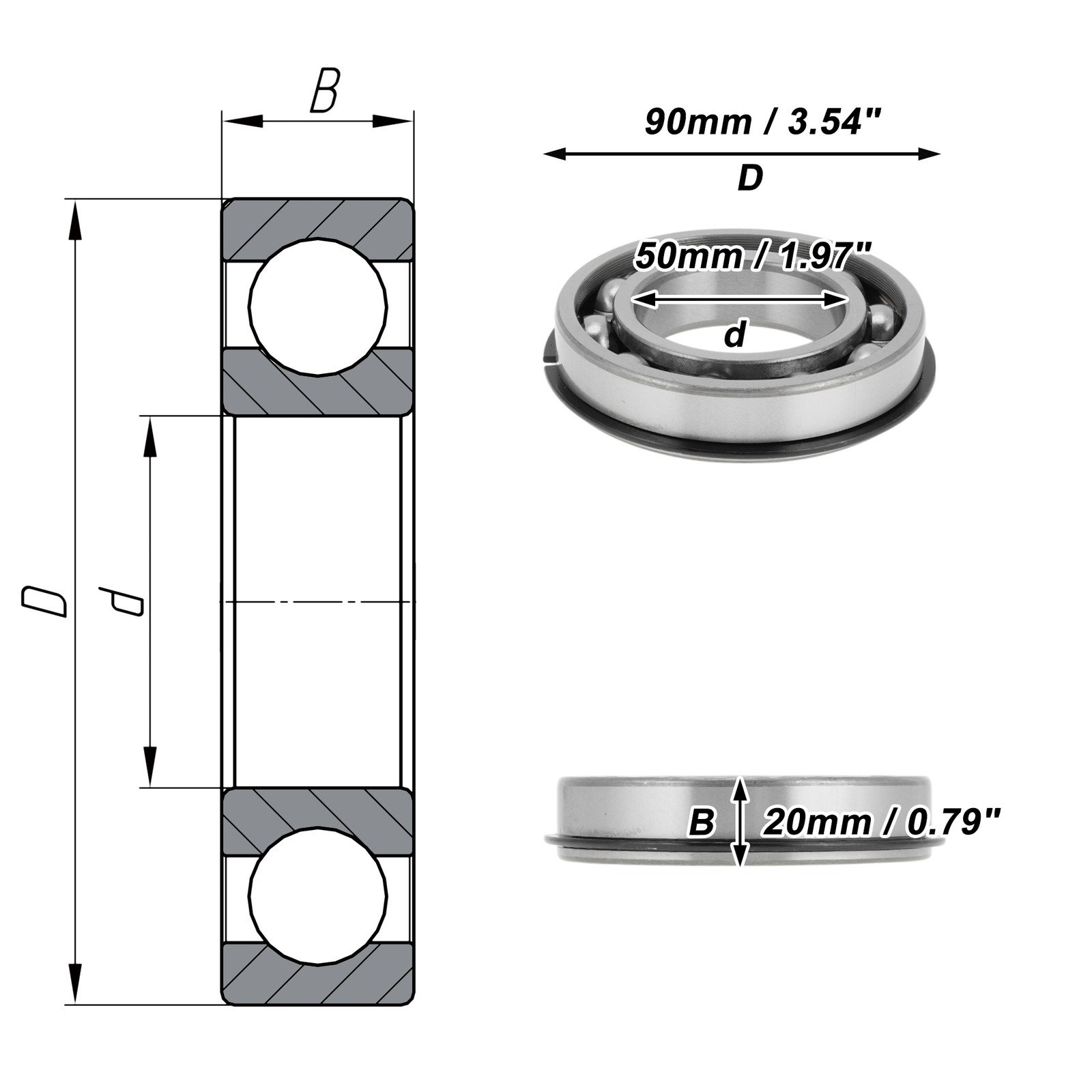 For 6210NR Cusc. throat prof. P5 50x90x20mm 1pc wheel scooter skateboard
