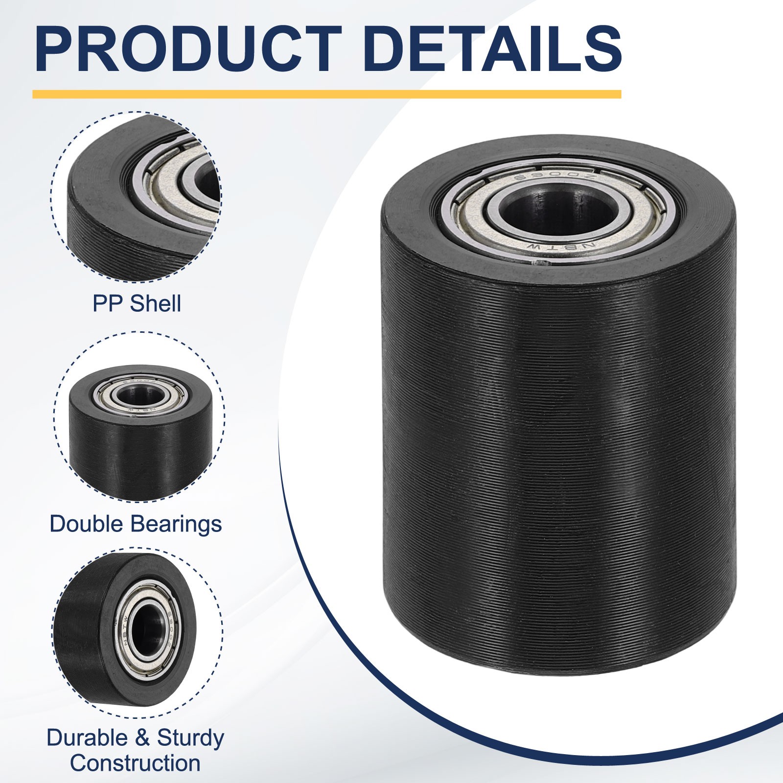 4Pcs Plastic Roller Wheel with Bearing, 3/8″x1-1/4″x1-37/64″ Bearing Pulley
