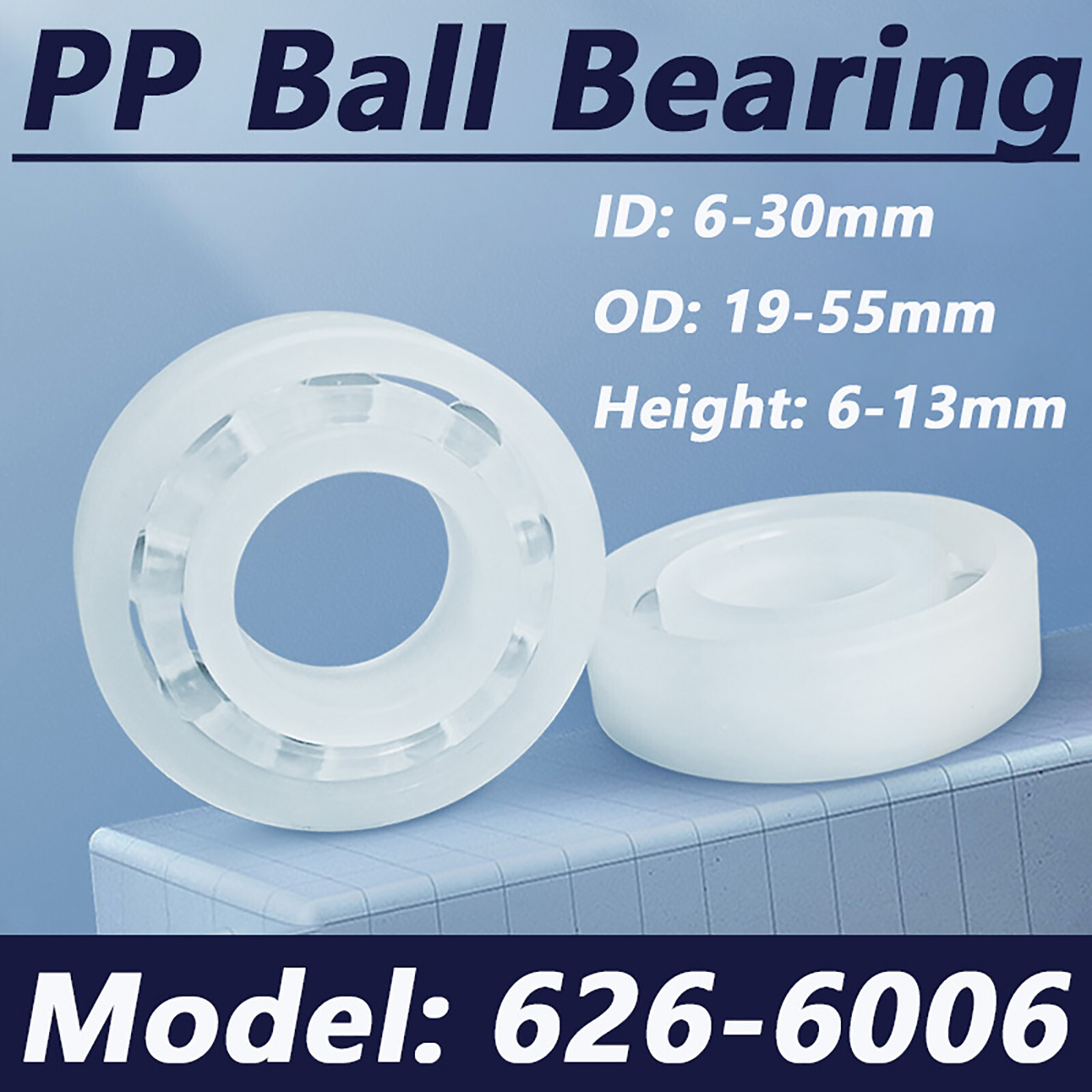 PP Plastic Ball Bearing Corrosion Resistance Waterproof Ball Bearing ID 6mm-30mm
