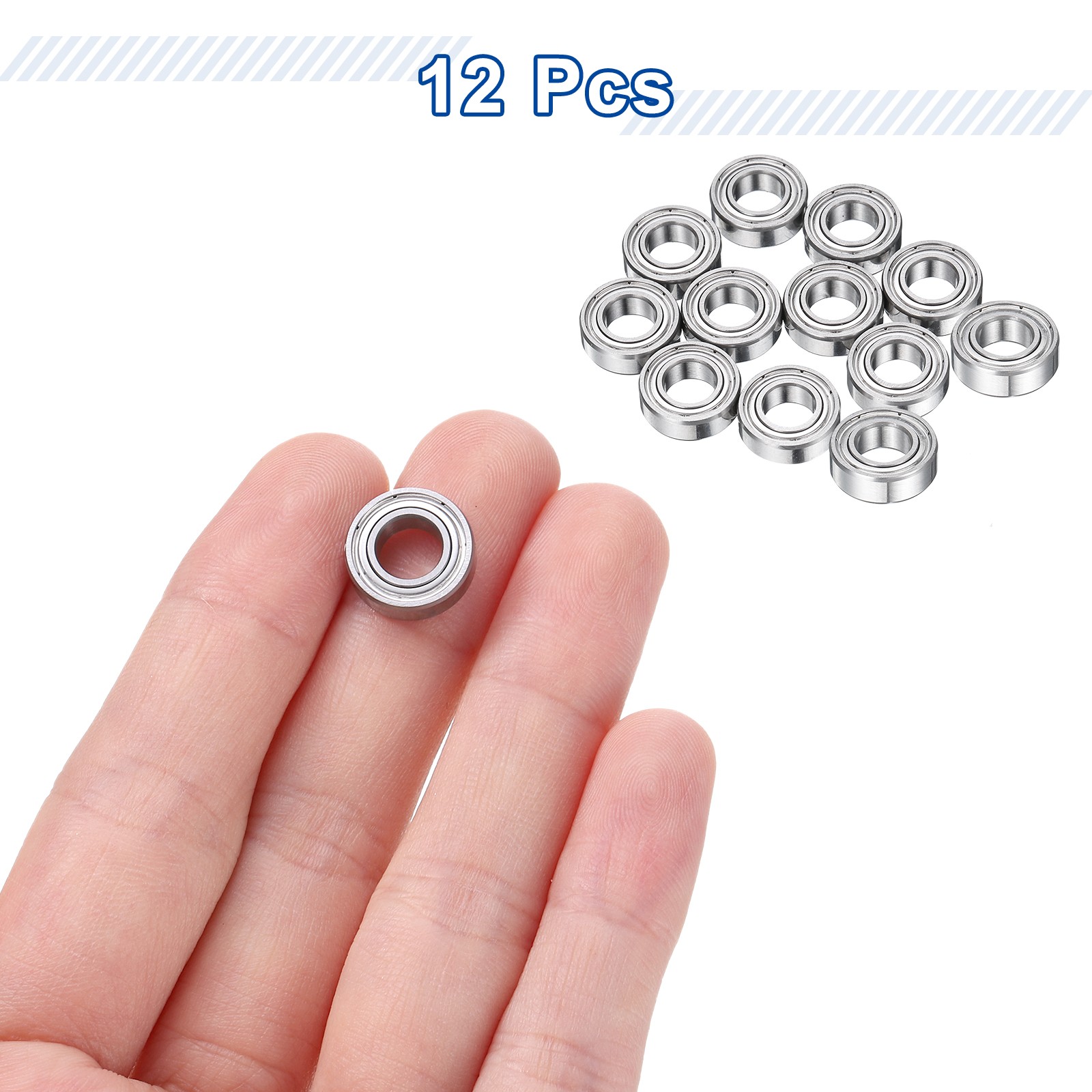 12Pcs MR126ZZ Deep Groove Ball Bearings, 6mm ID 12mm OD 4mm Width Bearing