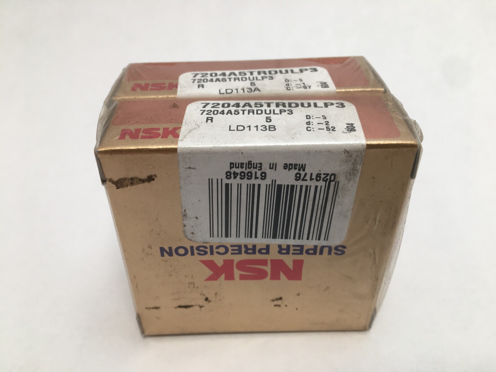 NSK 7204A5TRDULP3 Angular Bearing 20x47x14 mm 7204-A5TR-DUL-P3 ABEC5 England Set