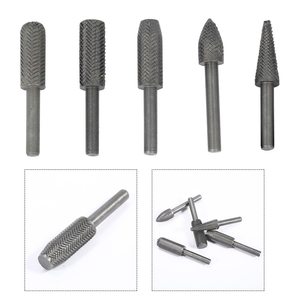 Electric Rotary Rasp File Set 5 Pieces for Drill Bit Steel Shaping Tasks