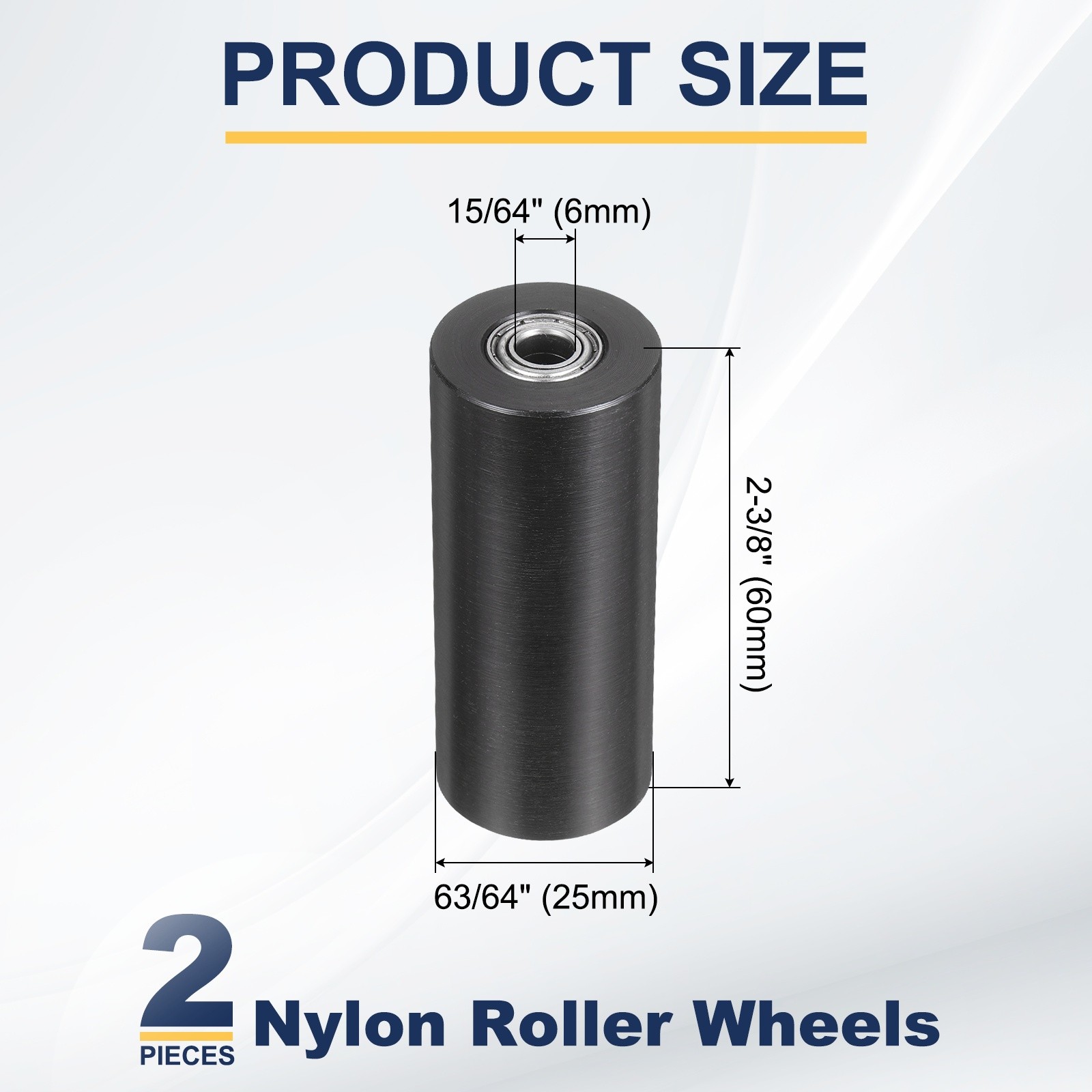 2Pcs Plastic Roller Wheel with Bearing, 15/64″x1″x2-3/8″ Bearing Pulley