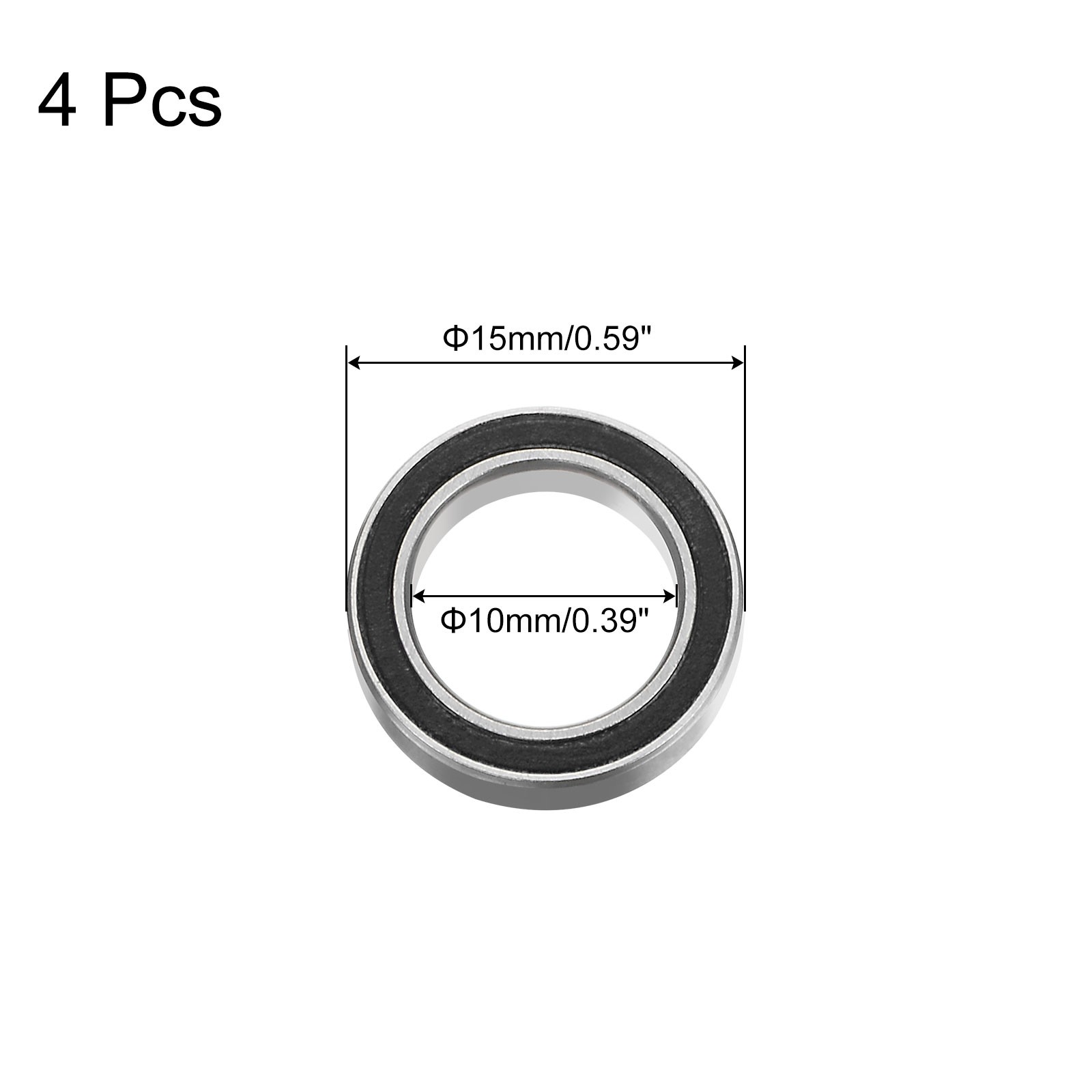 6700-2RS Deep Groove Ball Bearing,4pcs 10x15x4mm Z2 Bearings,Black