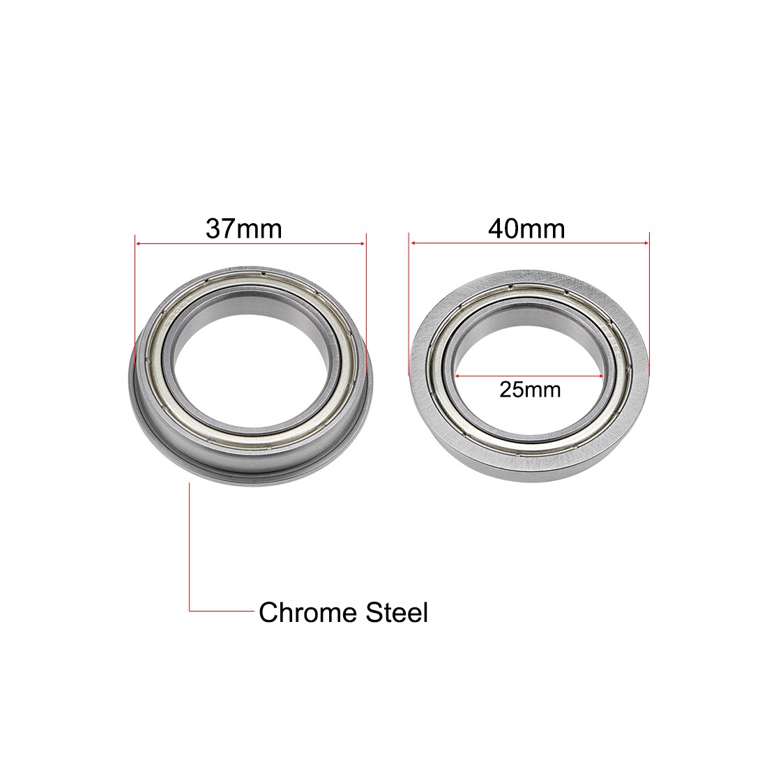 2pcs F6805ZZ Flange Ball Bearing 25x37x7mm Shielded Chrome Bearing