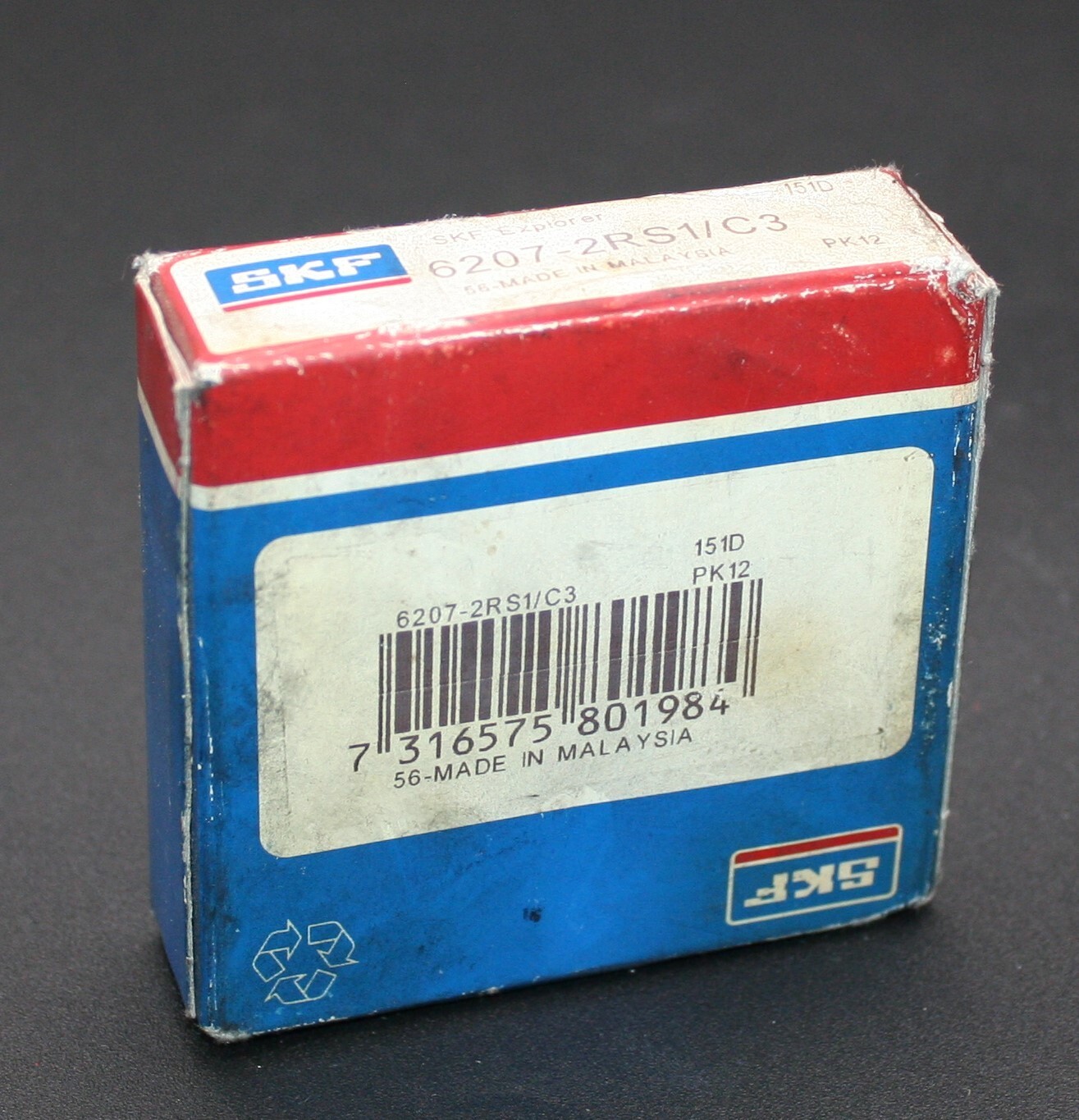 One (1) SKF 6207 2RS1/C3 Deep Groove Bearing 35MM ID Malaysia NIB NEW