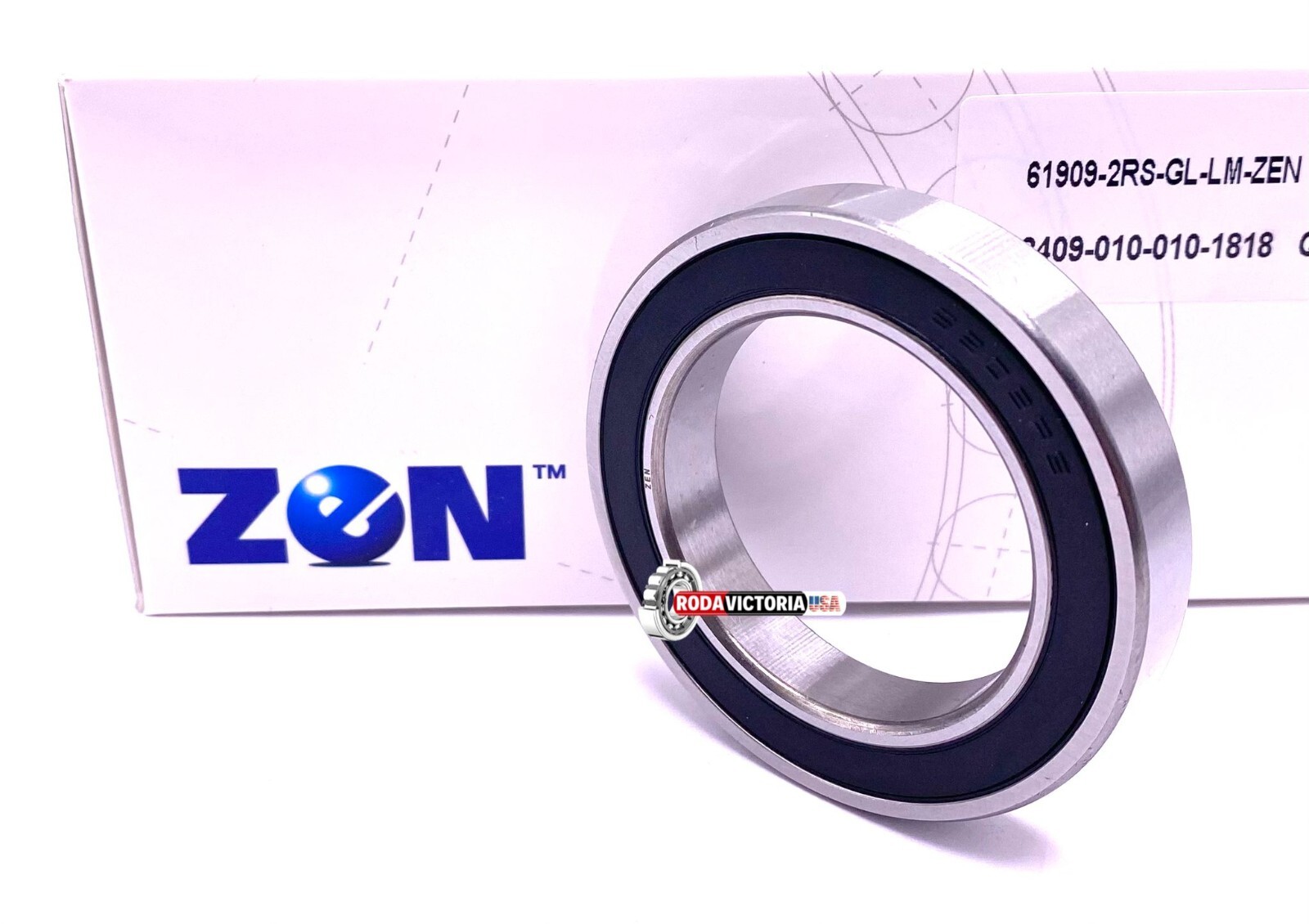 ZEN 61909 2RS Deep Groove Ball Bearing, Rubber Sealed 6909 45x68x12 mm