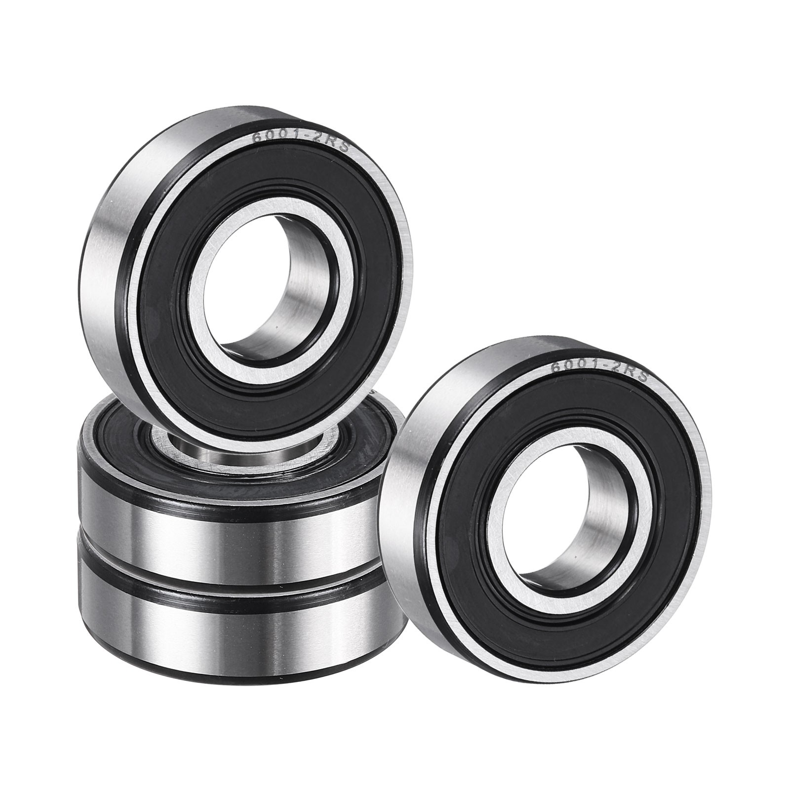 4 Pack 12 x 28 x 8mm 6001 2RS Deep Groove Ball Bearings, ABEC5