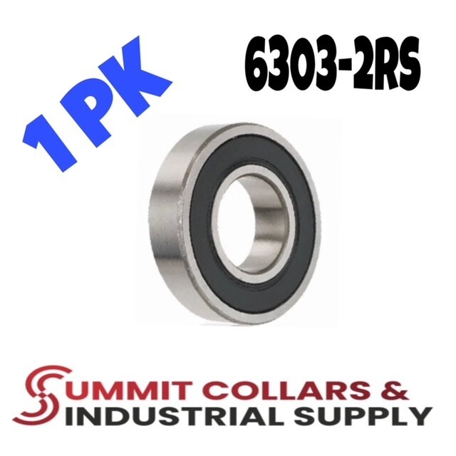 (1) 6303-2RS Premium Rubber Seal Ball Bearing C3 EMQ, 17x47x14, 6303 2RS 6303rs