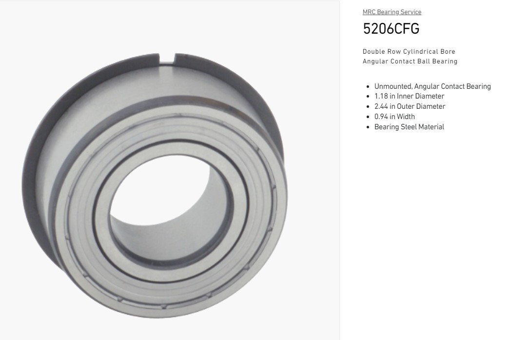 MRC 5206CFG-H501 Double Row Angular Bearing New Old Stock