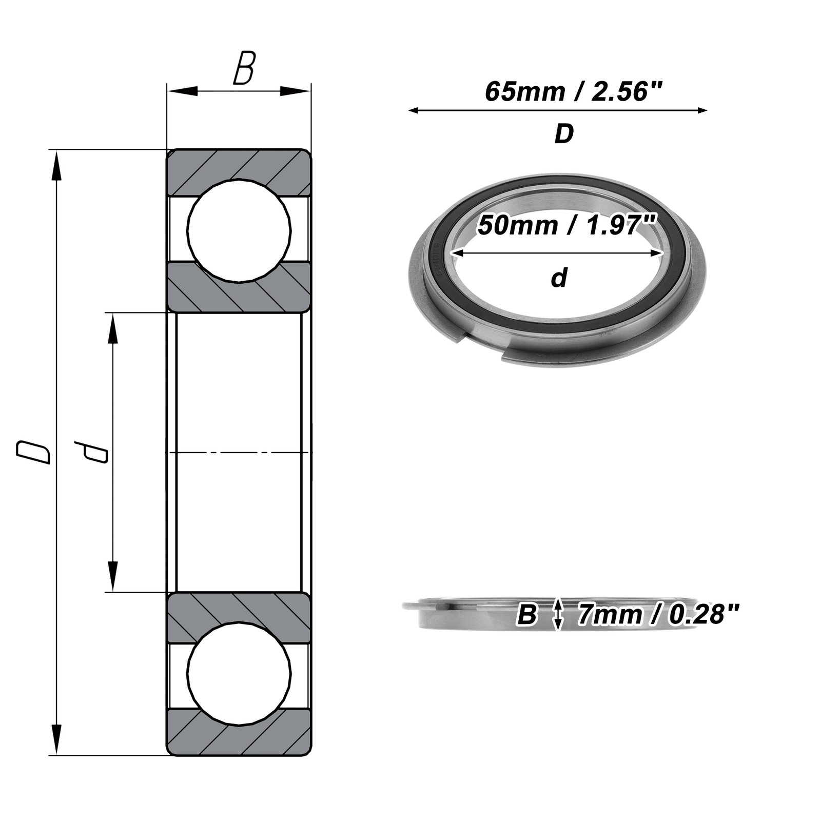 Ball Bearing 6810NR2RS 50x65x7mm for Skateboard/Scooter