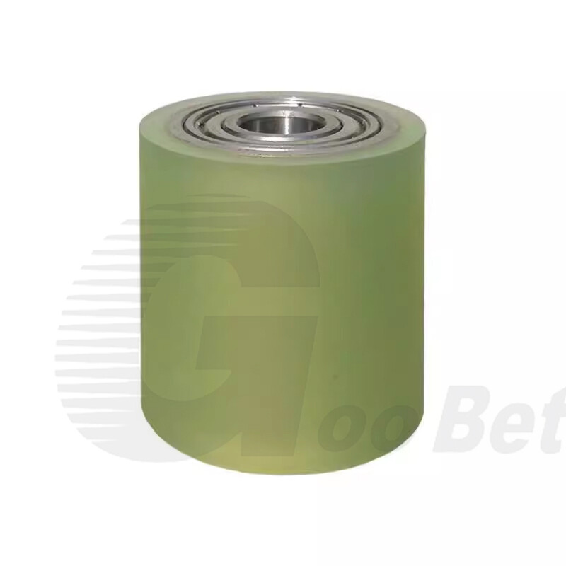 50mm Polyurethane Iron Core Roller Two Bearings PU Flat Belt Idler Guiding Wheel