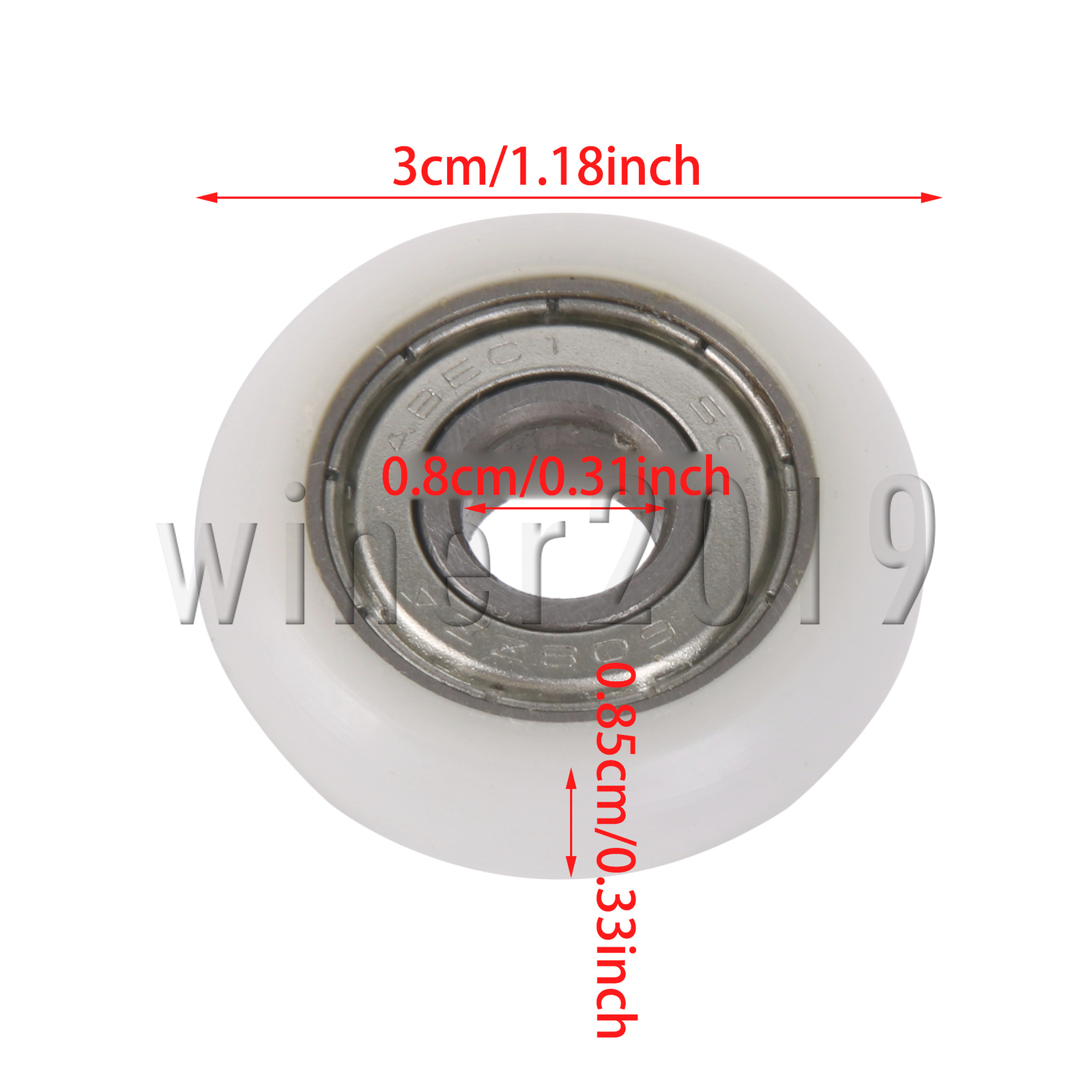 8x3x8.5mm Round Pulley Roller Plastic Bearing Wheel with wrench Pack of 12