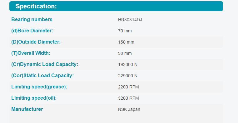1PCS Brand New NSK HR30314DJ Tapered Roller Bearings 70x150x38mm Fast shipment