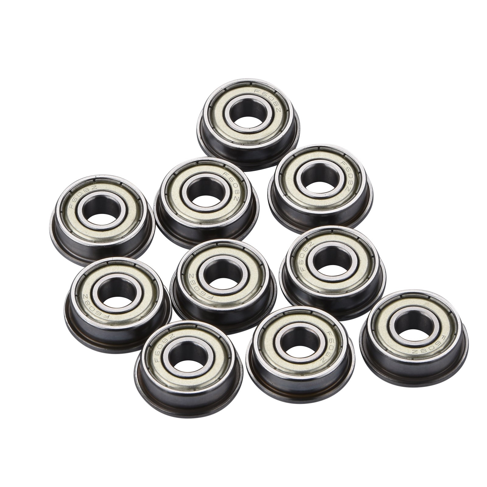 10Pcs Metric Flanged Bearing F608ZZ Replacement 8*22*7 mm Flange Ball Bearing-