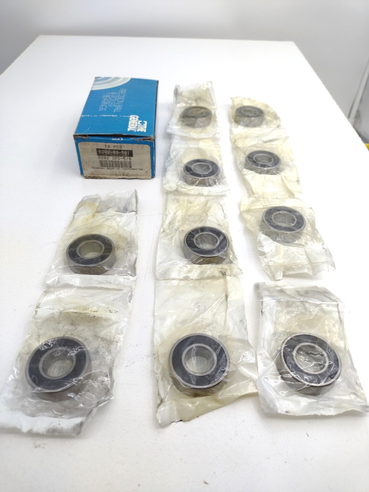 *** General Bearing 6202-88-501 / 6202 2RS-5/8 Ball Bearing 0.6250″ Bore (10ea)