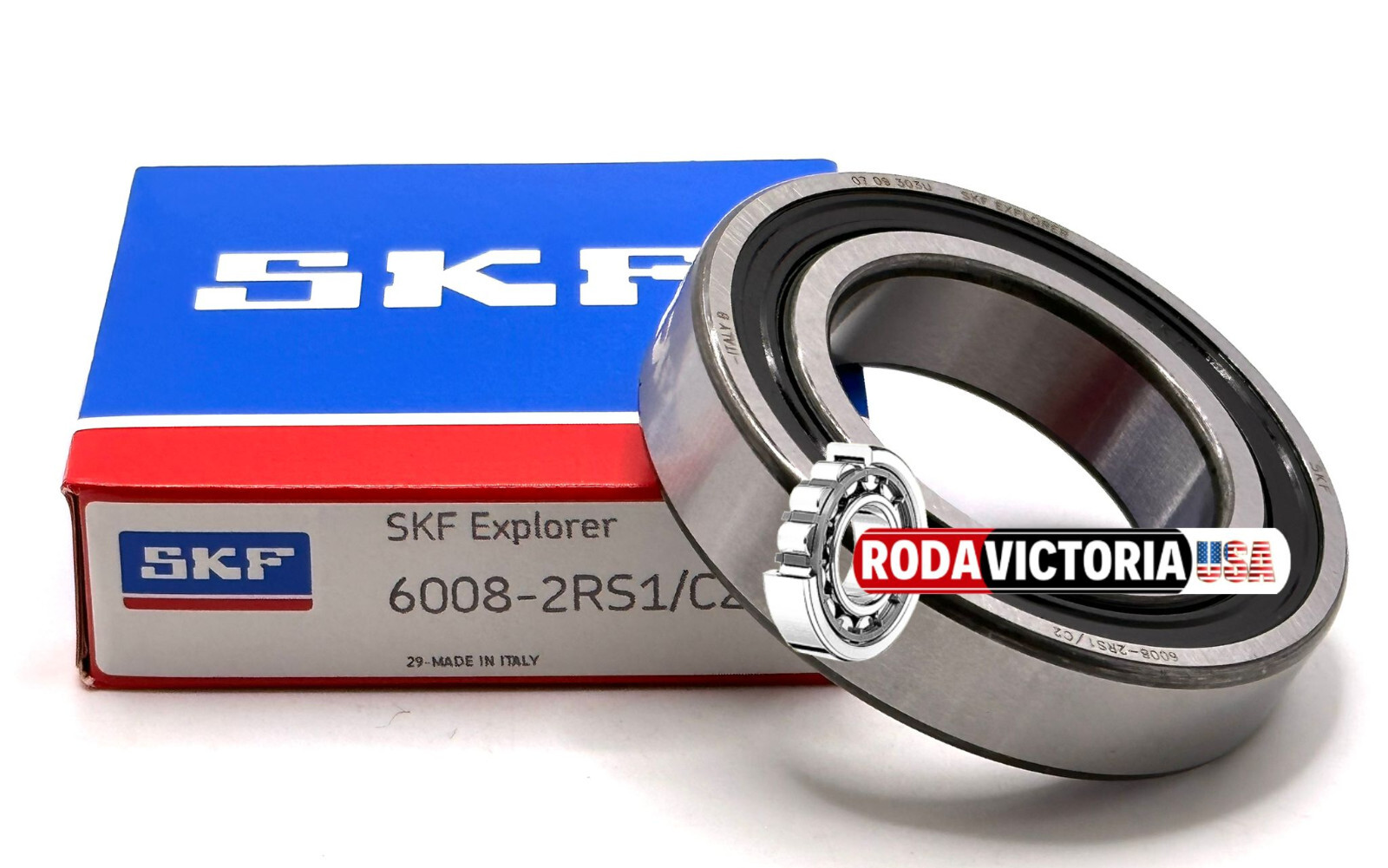 SKF 6008 2RS1/C2 DEEP GROOVE BALL BEARING, RUBBER SEALED 40x68x15mm