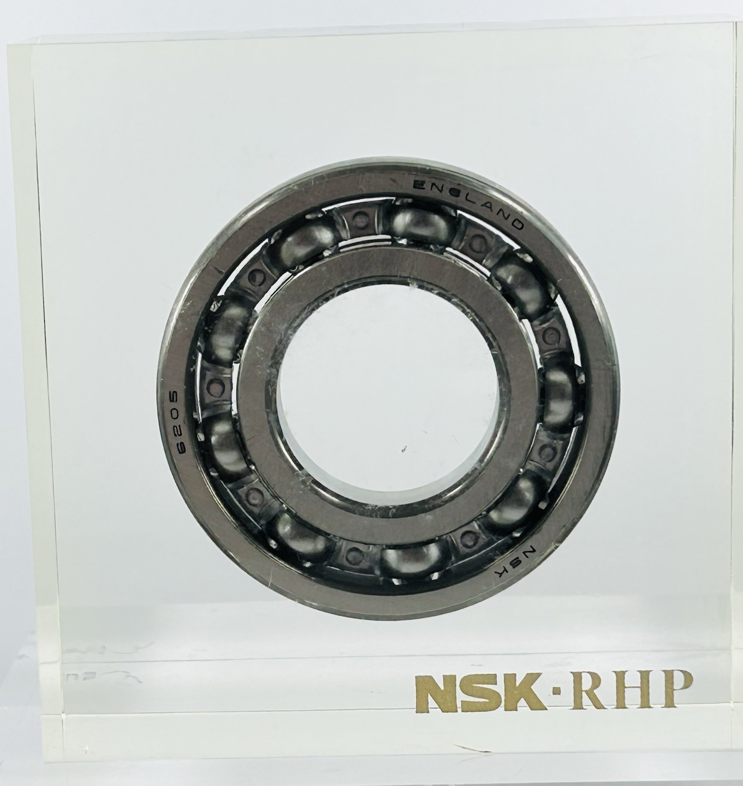 NSK-RHP STEEL NEEDLE BEARING DEEP GROOVE EMBEDDED IN LUCITE – 3.346” -1969-
