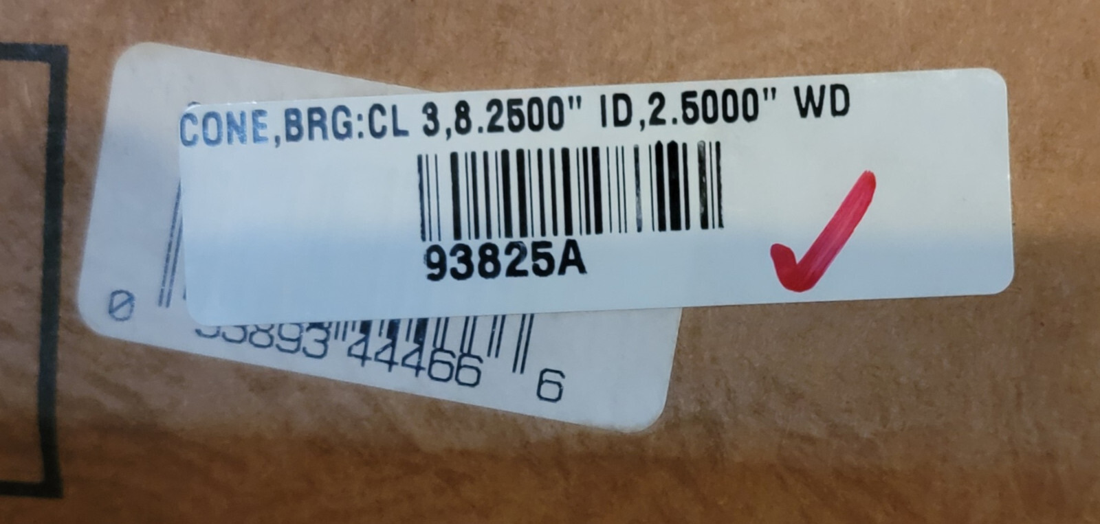 Timken 93825A Cone Bearing 8.2500″ I.D. 2.500″ Width Chrome Steel NOS