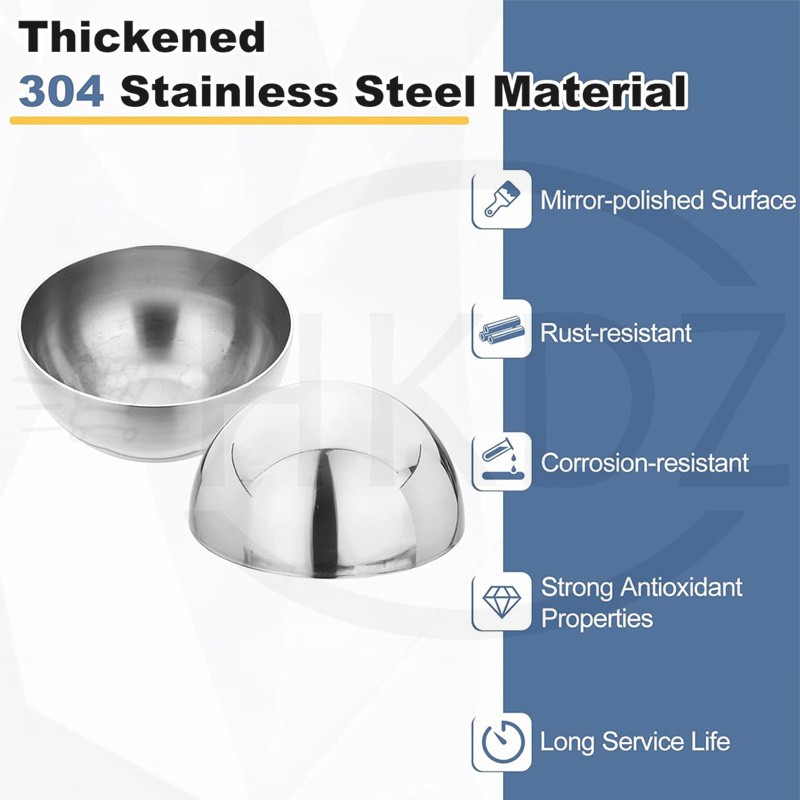 304 Stainless Steel Half Round Ball Hollow Half Round Railing Balls Ø25mm -350mm