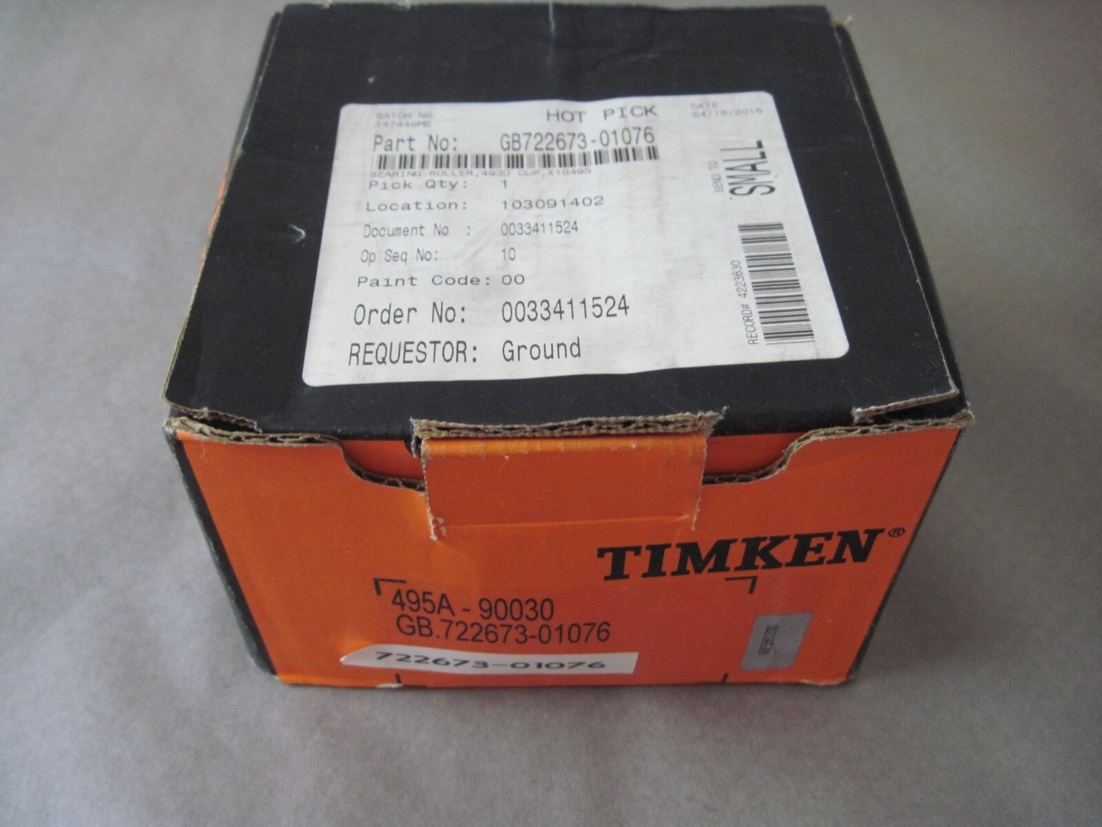 Timken 495A-90030 Precision Tapered Roller Bearing Matched Set Assembly